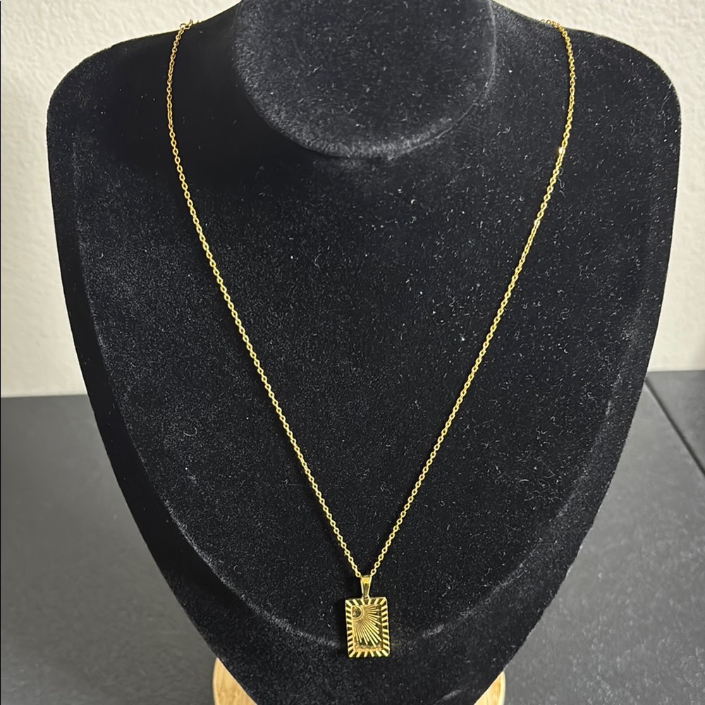 Celestial Sun Rays Rectangle Pendant Chain Neckla… - image 2